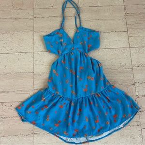 Blue cutout mini dress with orange petite flower Size US 6 UK 10